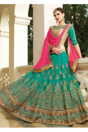 Green net Embroidered Festive Lehenga choli 10450