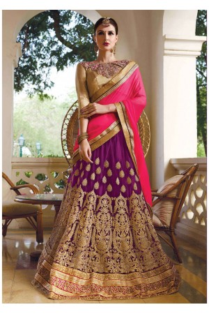 Purple net Embroidered Festive Lehenga choli 10444