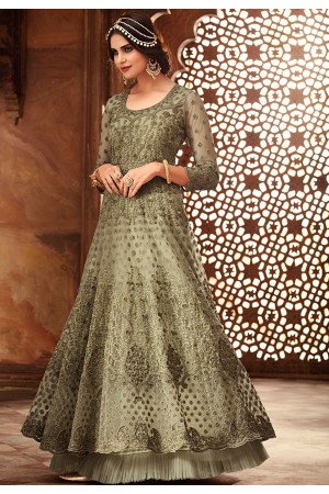 pastel green net embroidered lehenga style anarkali suit 60002