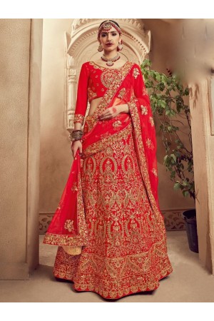 Red color Traditional Indian heavy designer wedding lehenga choli 10002