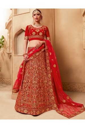 Red color Traditional Indian heavy designer wedding lehenga choli 10007