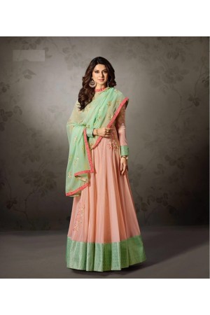 Jennifer Winget peach lycra anarkali