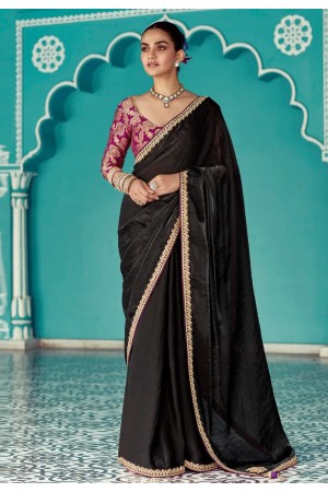 Black organza saree with blouse 2201