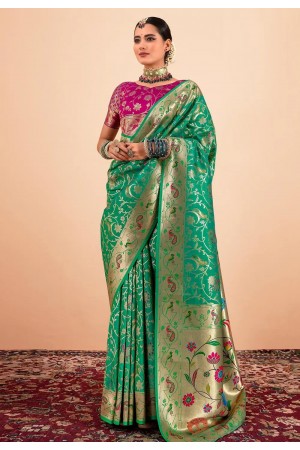Green silk paithani saree 191005