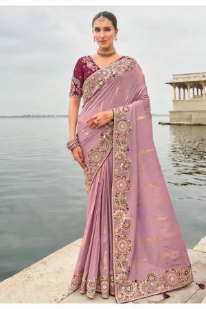 Lavender silk saree with blouse 7004