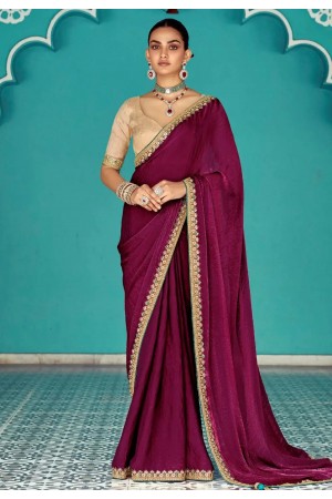 Magenta organza saree with blouse 2197