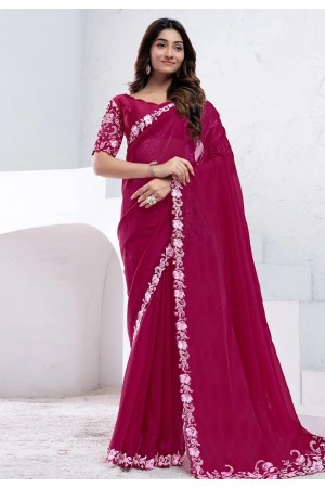 Magenta shimmer saree with blouse 44002