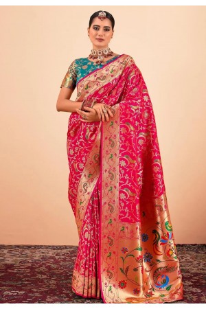 Magenta silk saree with blouse 191006