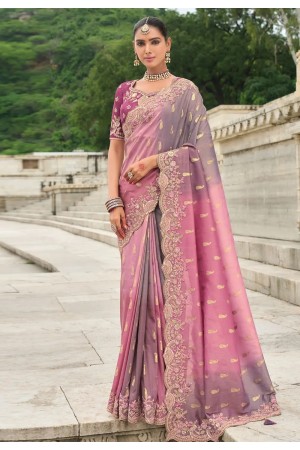 Pink silk half n half saree 7011