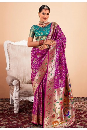 Purple silk saree with blouse 191002