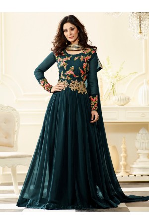 Green color party wear georgette anarkali
