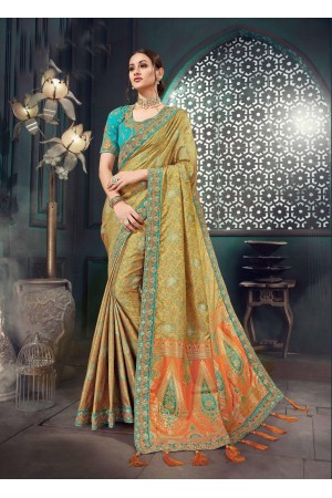 Beige Bhagalpuri Silk Heavy Designer Bhagalpuri Silk Saree 64021