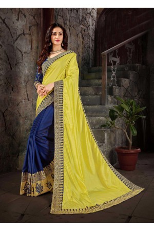 Blue  Olive Art Silk Designer Party Wear Saree 65616