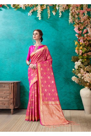 Dark Pink Banarasi Silk Designer Classic Wear Banarasi Silk Saree 61920