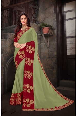 Green Georgette Designer Party Wear Saree 65615