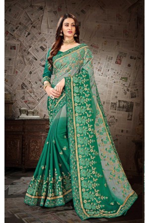 Green Moss Chiffon Designer Party Wear Saree 65617