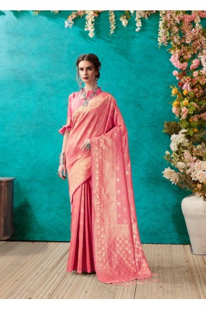 Pink Banarasi Silk Designer Classic Wear Banarasi Silk Saree 61915