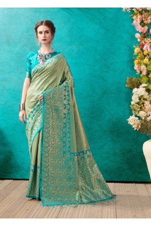 Sky Blue Banarasi Silk Designer Classic Wear Banarasi Silk Saree 61926