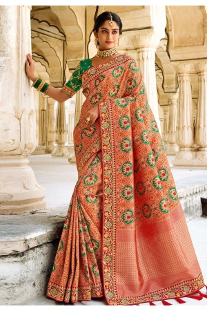 Banarasi silk Saree in Peach colour 211