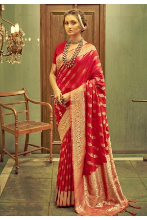 Banarasi silk Saree in Red colour 20006