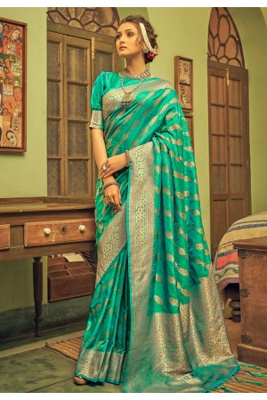 Banarasi silk Saree in Sea green colour 20002
