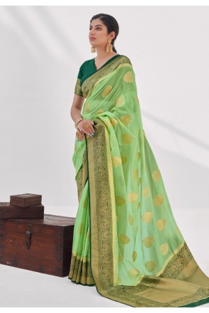 Silk Saree with blouse in Light green colour 16001