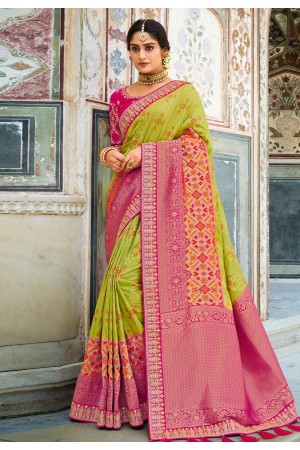 Silk Saree with blouse in Light green colour 216