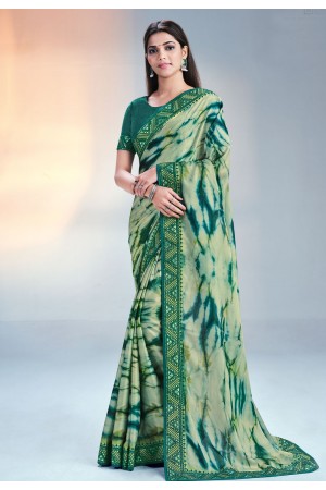 Silk Saree with blouse in Light green colour 42306