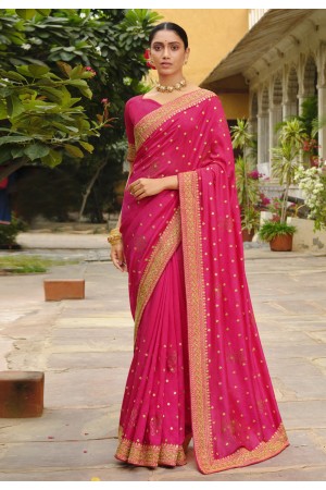 Silk Saree with blouse in Magenta colour 87831