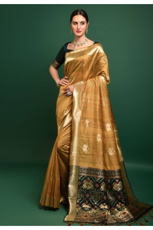 Silk Saree with blouse in Mustard colour 10957