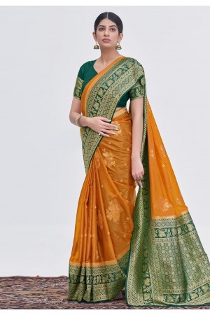 Silk Saree with blouse in Mustard colour 17004