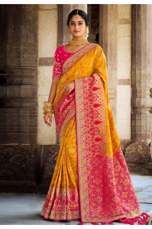 Silk Saree with blouse in Mustard colour 207