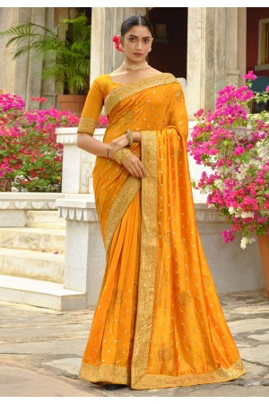 Silk Saree with blouse in Orange colour 87828