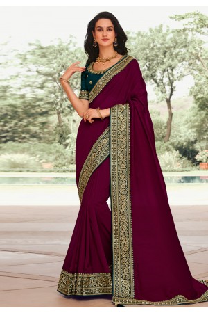 Silk Saree with blouse in Purple colour 1002