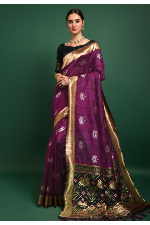 Silk Saree with blouse in Purple colour 10956
