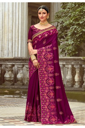 Silk Saree with blouse in Purple colour 34318