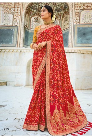 Silk Saree with blouse in Red colour 215