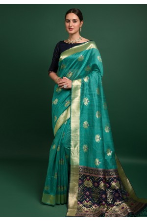 Silk Saree with blouse in Sea green colour 10954