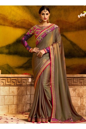 Gratifying fancy fabric patch border work party saree 1166