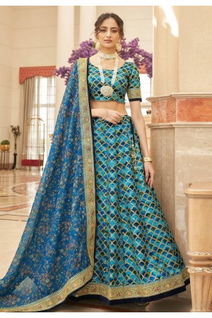 Art silk a line lehenga choli in Blue colour 7426