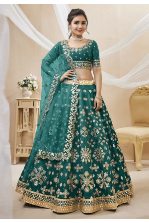 Art silk circular lehenga choli in Green colour 501