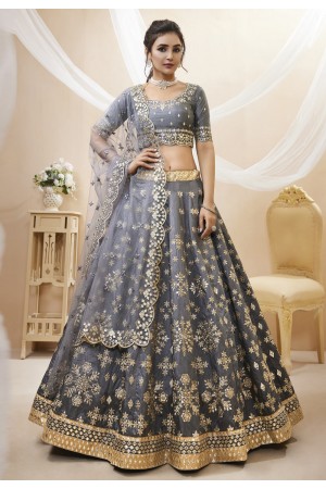 Art silk circular lehenga choli in Grey colour 503