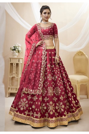 Art silk circular lehenga choli in Maroon colour 502