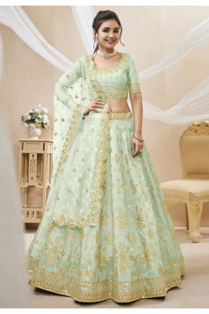 Art silk circular lehenga choli in Sea green colour 504