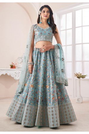 Art silk circular lehenga choli in Sky blue colour 73002