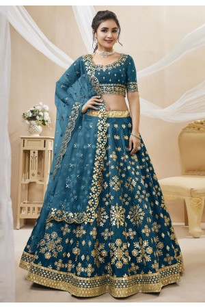 Art silk circular lehenga choli in Teal colour 506