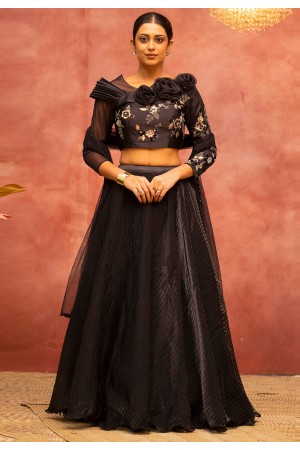 Brown satin silk party wear lehenga choli in Dark colour 1225A