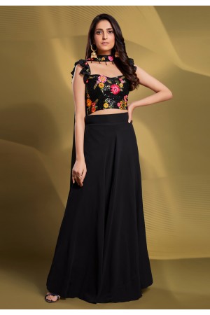 Georgette a line lehenga choli in Black colour 71003