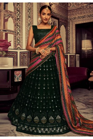 Georgette a line lehenga choli in Green colour 52001