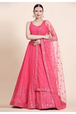 Georgette a line lehenga choli in Pink colour 5023